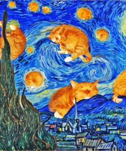 Sleepy Cats Starry Night Diamond Painting