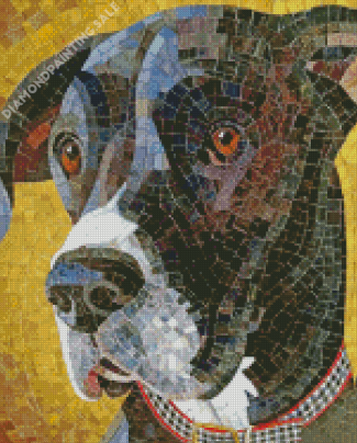 Black Mosaic Dog Diamond Painting