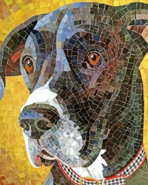 Black Mosaic Dog Diamond Painting