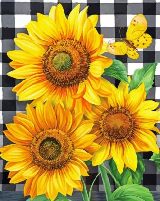 Checkered Sunflowers Diamond Painting