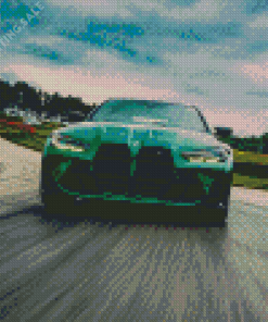 Green BMW M4 Car Front Diamond Painting