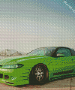 Green Nissan S15 Car Diamond Painting