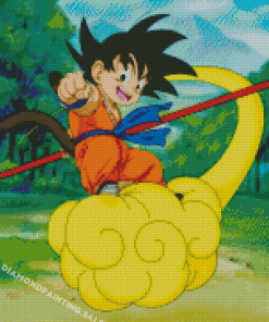 Kid Goku Flying Nimbus Diamond Painting