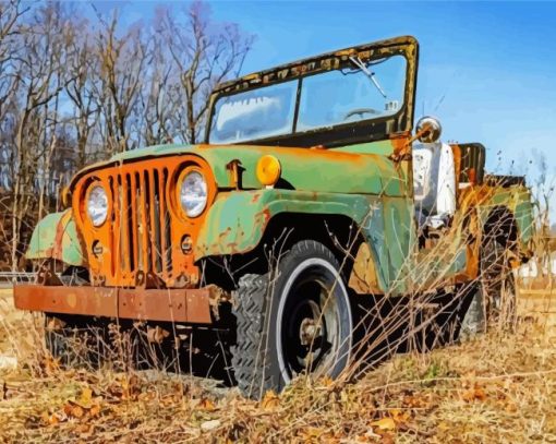 Old Rusty Willys Jeep 5D Diamond Painting