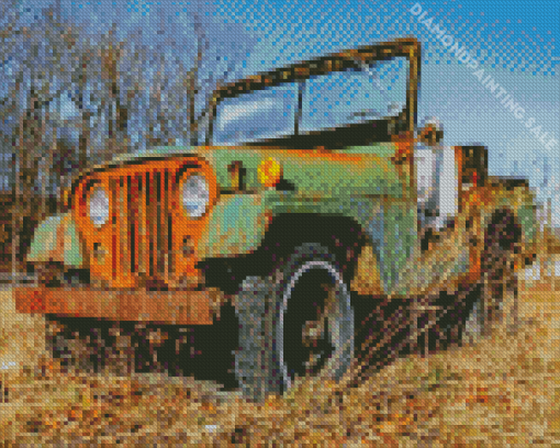 Old Rusty Willys Jeep 5D Diamond Painting