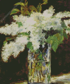 White Lilacs In A Glass Vase By Manet Diamond Painting