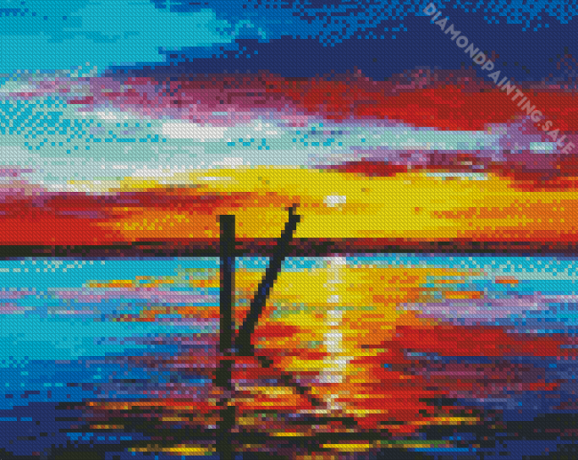 Abstract Sunset By The Lake Diamond Painting