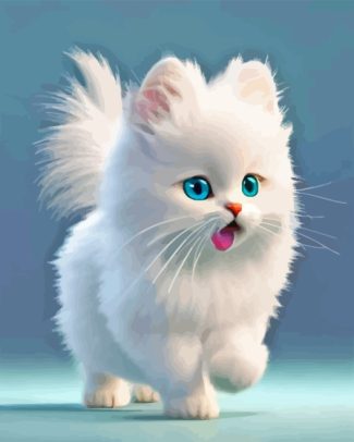 Adorable White Cat Diamond Painting