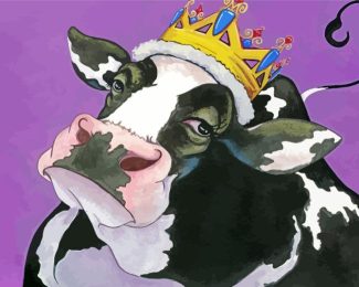 Aesthetic Cow Wearing A Crown 5D Diamond Painting