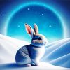 Aesthetic Grey Bunny In Snow 5D Diamond Painting