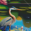 Heron In Japanese Garden 5D Diamond Painting