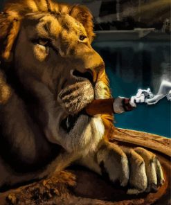 Aesthetic Lion Smoking Cigar Diamond Painting