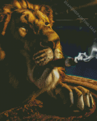 Aesthetic Lion Smoking Cigar Diamond Painting
