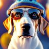 Aesthetic Dog Wearing Glasses And Blue Hat For Diamond Painting