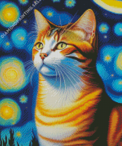 Aesthetic Starry Night Cat 5D Diamond Painting