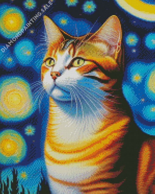 Aesthetic Starry Night Cat 5D Diamond Painting