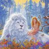 Aesthetic White Lion And Fairy 5D Diamond Painting