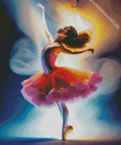 Pink Ballerina On A Fire For Diamond Painting