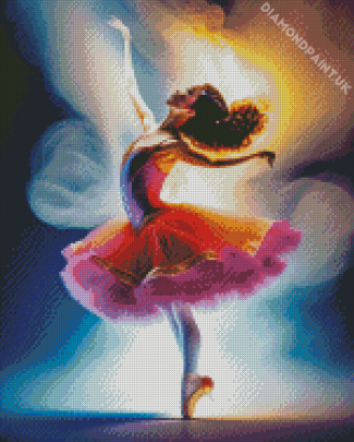 Pink Ballerina On A Fire For Diamond Painting