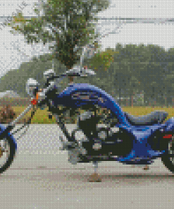 Blue Chopper Motorcycle 5D Diamond Painting