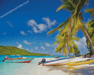 Boats In Trinidad And Tobago Beach Diamond Painting