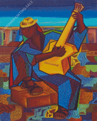 Cubism African Guitarist Diamond Painting