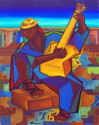 Cubism African Guitarist Diamond Painting