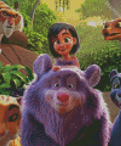 Cute Mowgli And Baloo With Animals 5D Diamond Painting