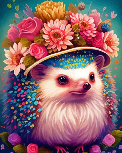 Floral Hedgehog Diamond painting