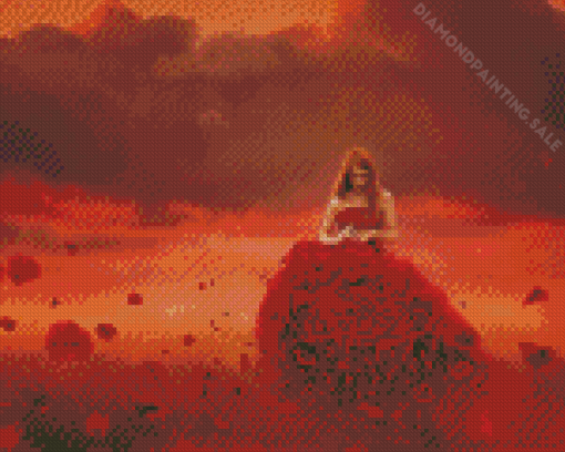 Girl In Red Dress Diamond painting