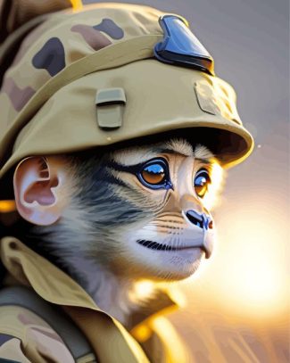 Close Up Military Monkey For Diamond Painting