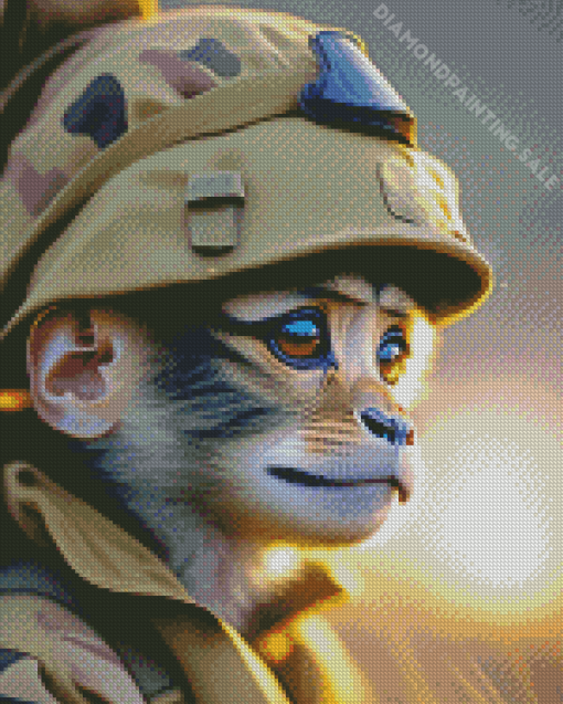 Close Up Military Monkey For Diamond Painting