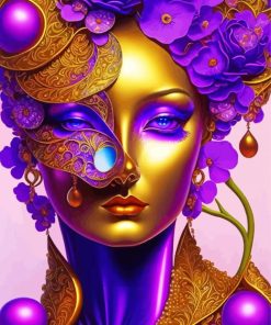 Purle Golden Lady Diamond Painting