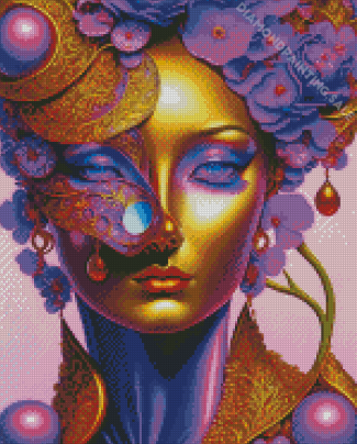Purle Golden Lady Diamond Painting