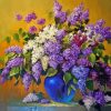 Lilac Flowers In Blue Vase 5D Diamond Painting