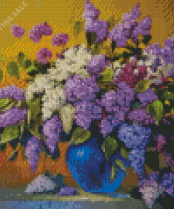 Lilac Flowers In Blue Vase 5D Diamond Painting
