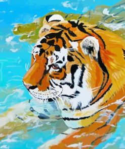 Tiger In Water Art 5D Diamond Painting