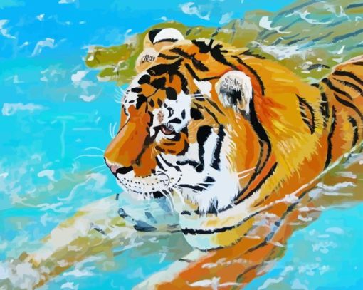 Tiger In Water Art 5D Diamond Painting