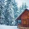 The Snowfall Forest Wooden Cabin 5D Diamond Painting