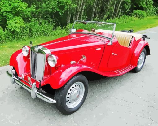 1952 MG TD Red Car 5D Diamond Painting