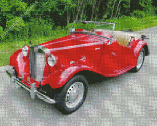 1952 MG TD Red Car 5D Diamond Painting