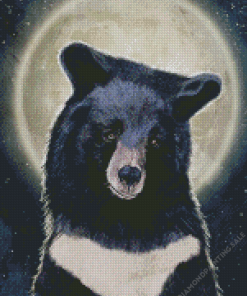Black Bear With Moon 5D Diamond Painting