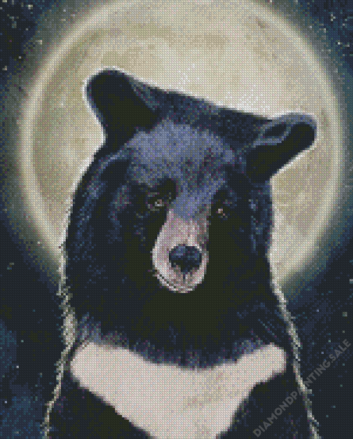 Black Bear With Moon 5D Diamond Painting