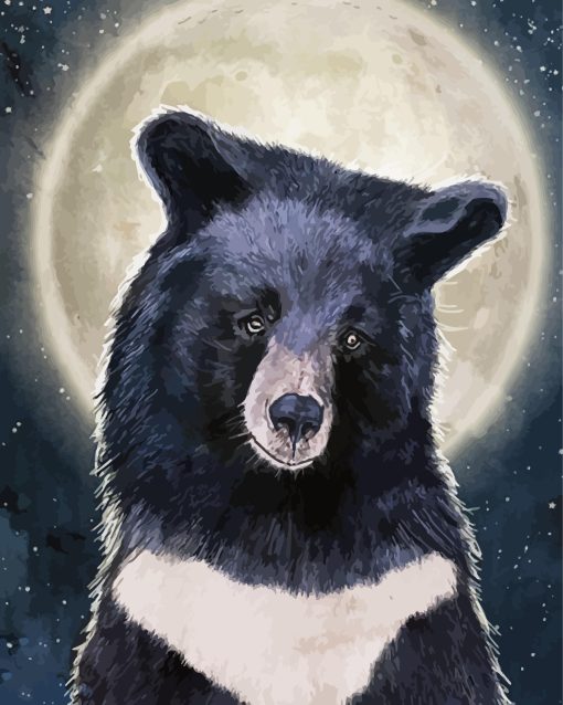 Black Bear With Moon 5D Diamond Painting