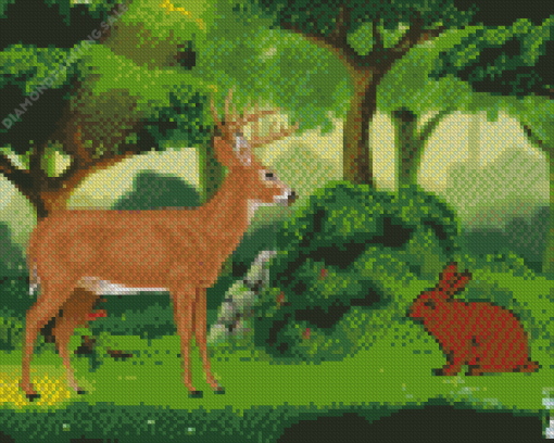 Bunny And Deer 5D Diamond Painting