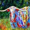 Colorful Longhorn in Field 5D Diamond Painting