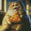 Fat Cat Eating Pizza 5D Diamond Painting