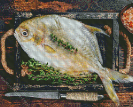 Pompano Fish With Herbs 5D Diamond Painting