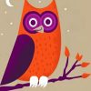 Purple Orange Owl 5D Diamond Painting