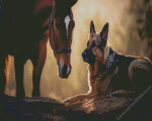 Shepherd And Brown Horse 5D Diamond Paintingv